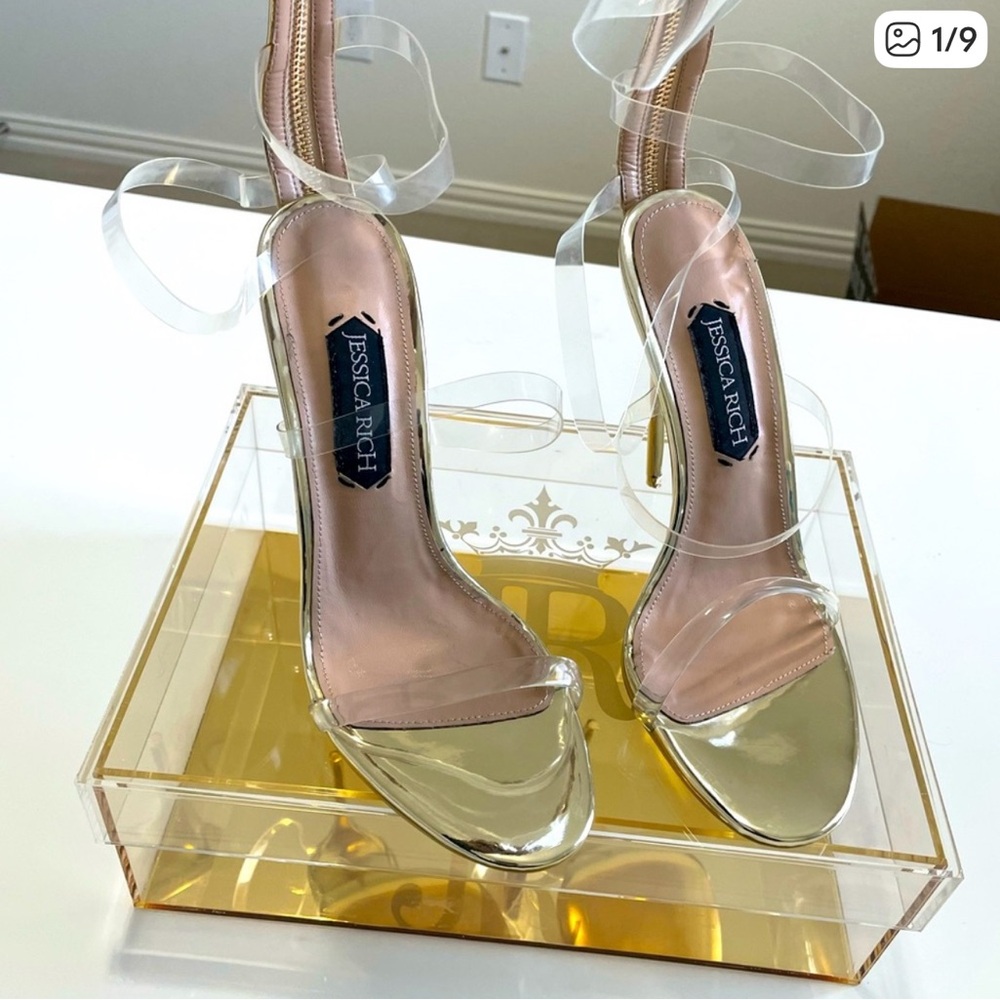 Jessica Rich Gold and Clear Heels